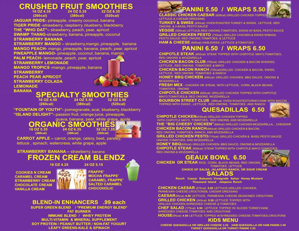 menubaker SmoothiesNThings Cafe